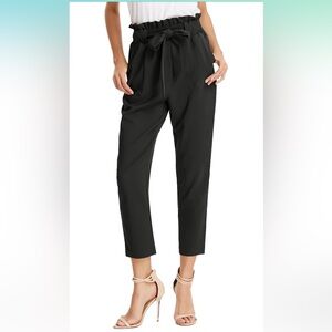 Grace Karin Cropped Paper Bag Waist Pants with Pockets